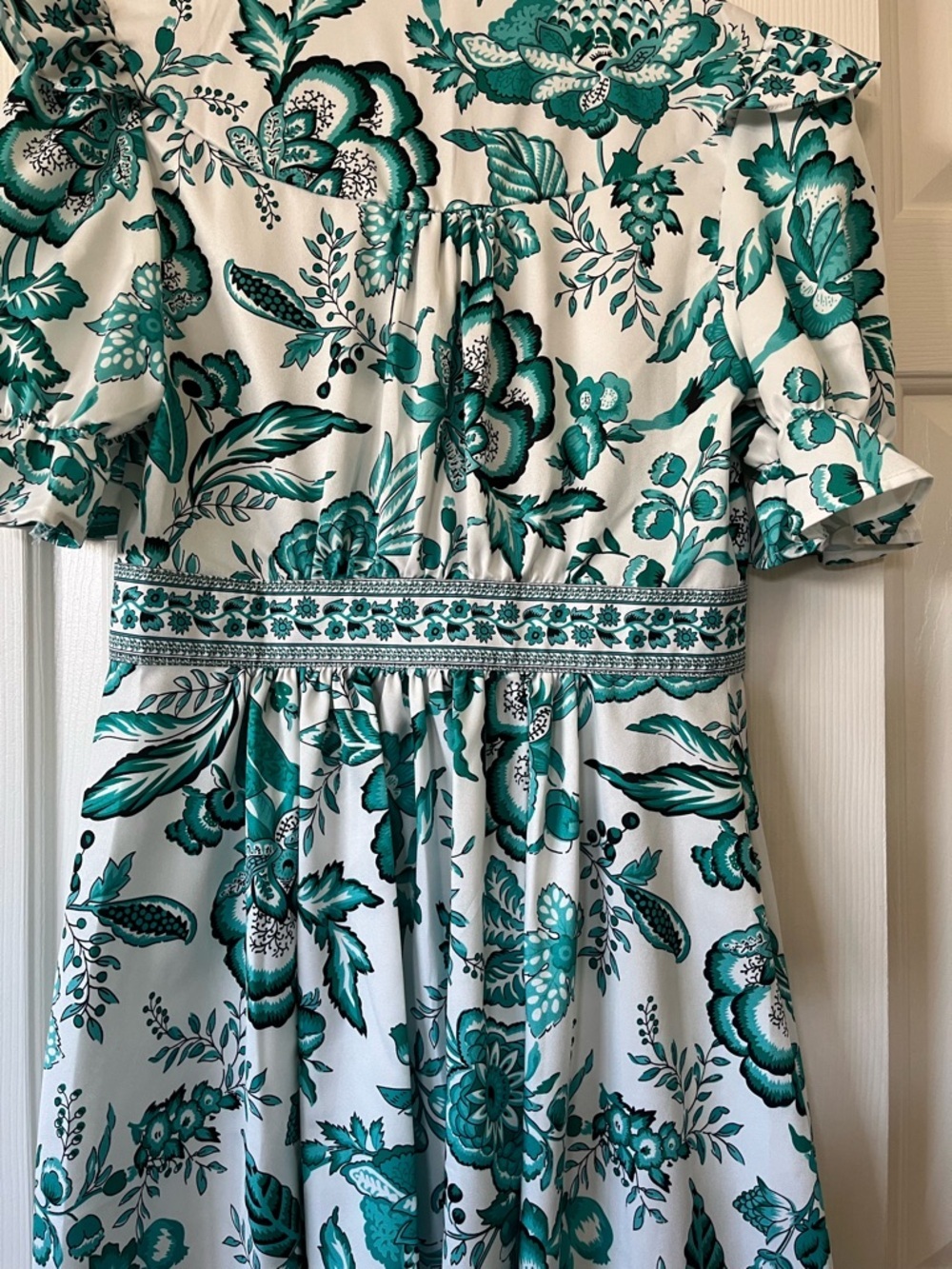 Lai Meng Five Cats Women's Puff Sleeve V-Neck Print Split Mini Dress, XS, NWT - Picture 11 of 13